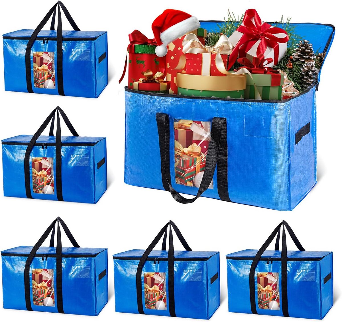 Grote, Herbruikbare Verhuisdozen met Ritssluiting en Venster - 6 Stuks