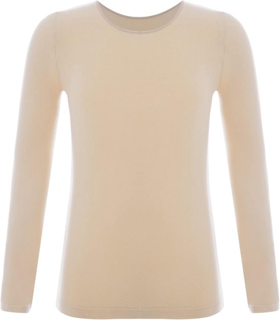 Nude thermoshirt met lange mouwen en ronde hals.