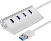 Supersnelle 4 Poorts USB 3.0 Hub / Switch / Splitter / Verdeler - Compatibel Met / Geschikt Voor Windows PC Laptop & Apple Mac - Aluminium Look