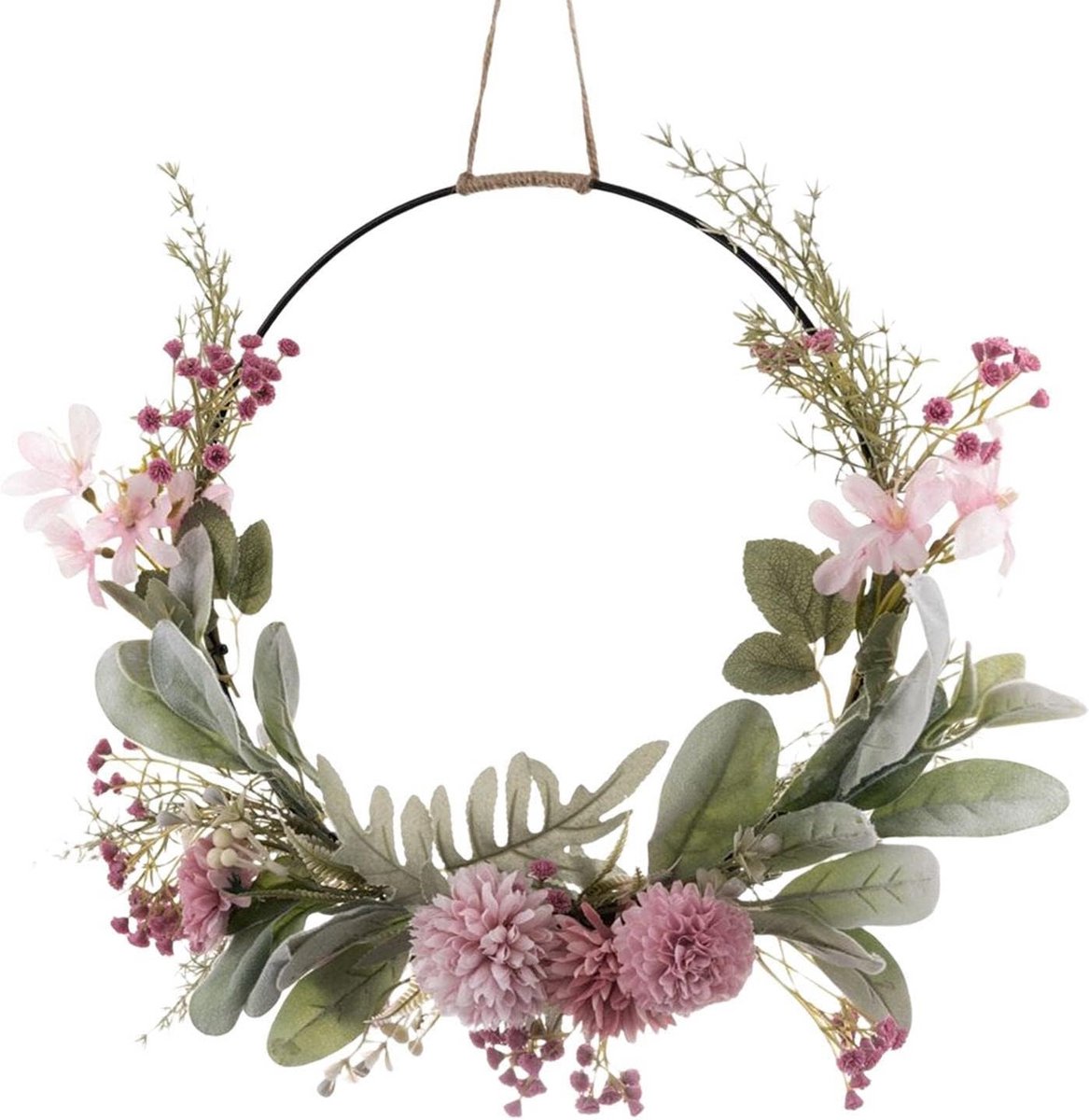 Lente Krans voor Binnendeur en Voordeur - Kunstmatige Paarse Bloemenkrans Decoratie