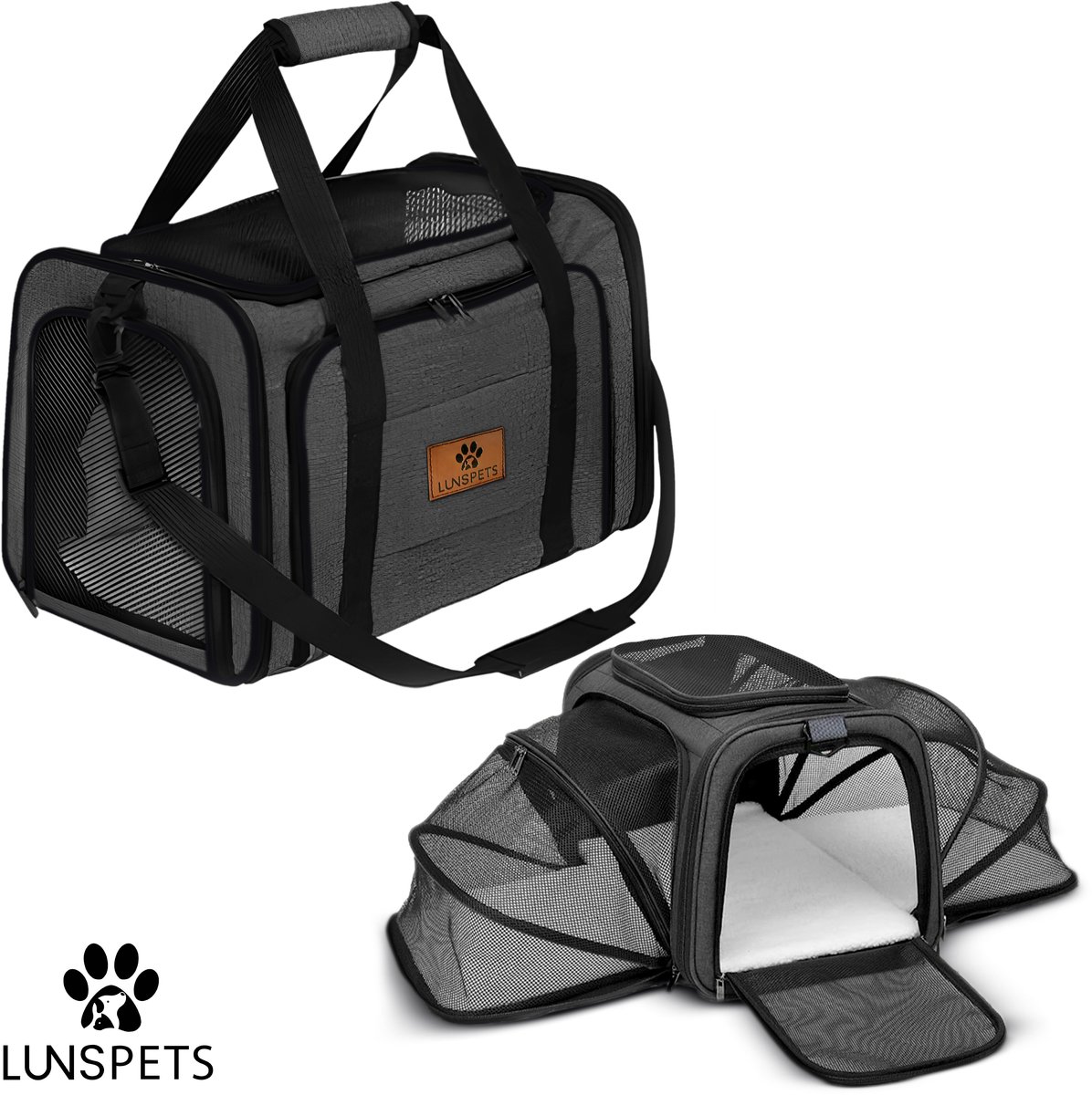 Bol.com Lunspets – Reismand Kat – Zwart – 45×30×30 cm – Draagtas voor Hond – Tot 9,5 kg aanbieding