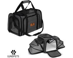 Lunspets – Reismand Kat – Zwart – 45×30×30 cm – Draagtas voor Hond – Tot 9,5 kg