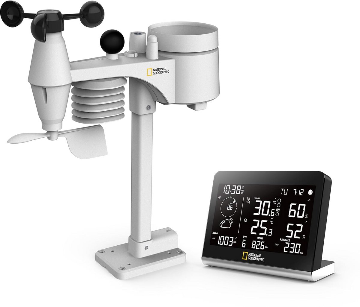 Draadloos Weerstation met 8-in-1 Buitensensor voor Temperatuur, Wind, Regen en UV