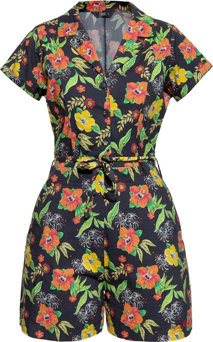 Queen Kerosin-blouses Jumpsuit QKU28001 Zwart