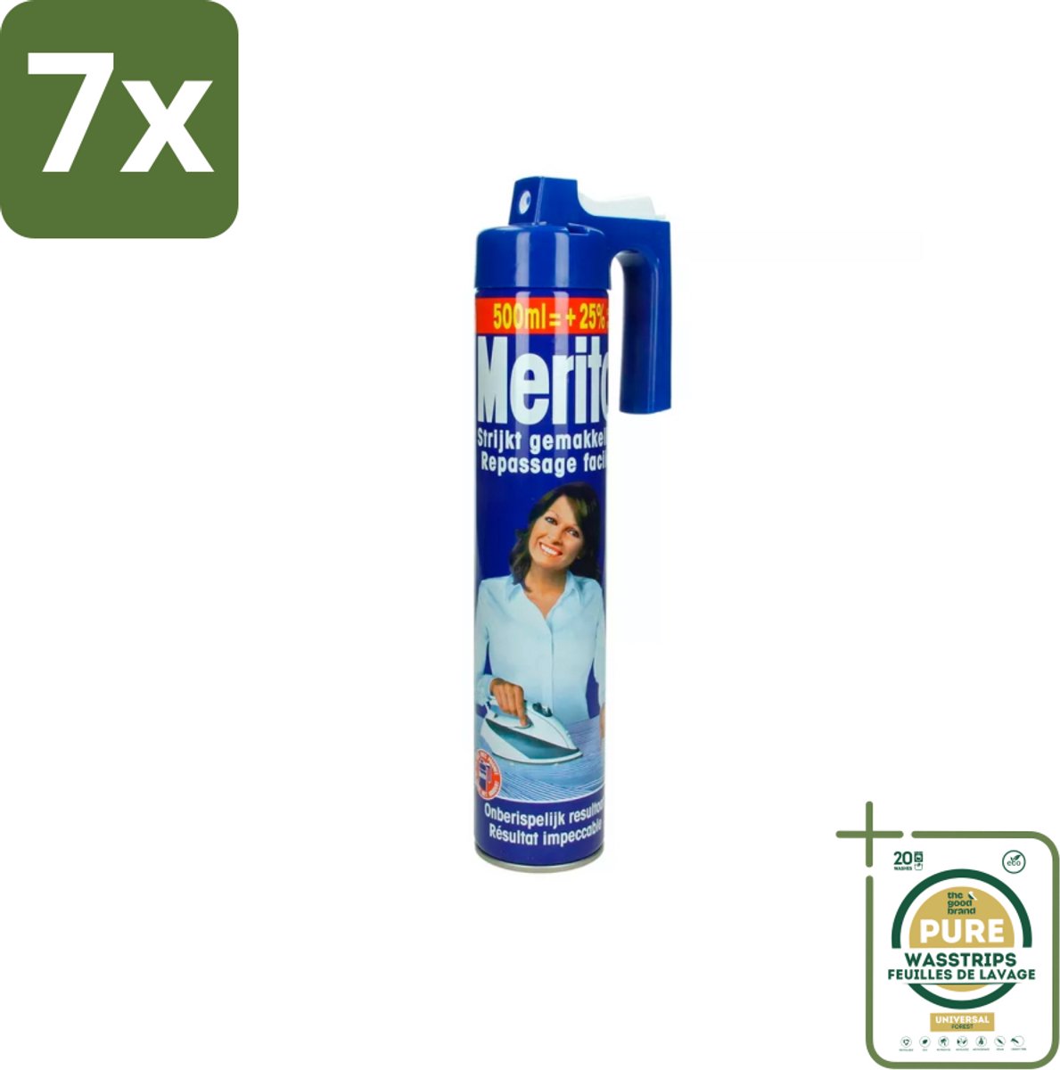 7 x Merito - Strijkspray - 500 ml - Grootverpakking - Strijkspray - Linnen Strijken - Kleur Herstellen - Strijken Vergemakkelijken - Frisheid Linnen