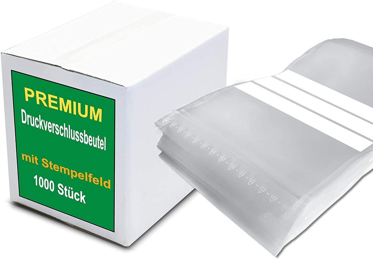 Hersluitbare Zipp zakjes met stempelveld, 100x150 mm, 1000 stuks