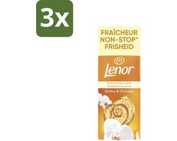 3 x Lenor – Geurbooster – Amber & Orchidee – 12 Wasbeurten – 155 g - Geurparels - Wasgeur - Luxegeur - Orchidee - Vanille
