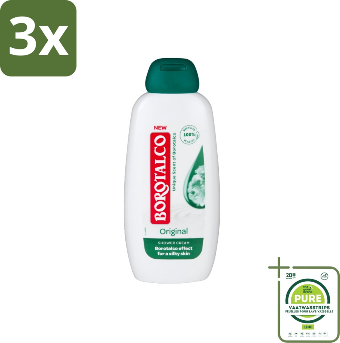 3 x Borotalco – Douchegel – Original – 250 ml - Grootverpakking - Douchegel - Borotalco - Huidverzorging - Douchegel Voor Gevoelige Huid - Douchegel Voor Droge Huid
