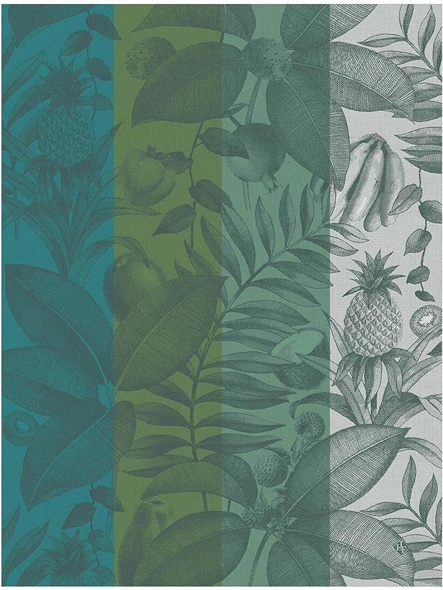 Katoenen theedoek met exotische fruit- en palmprint 80x60 cm
