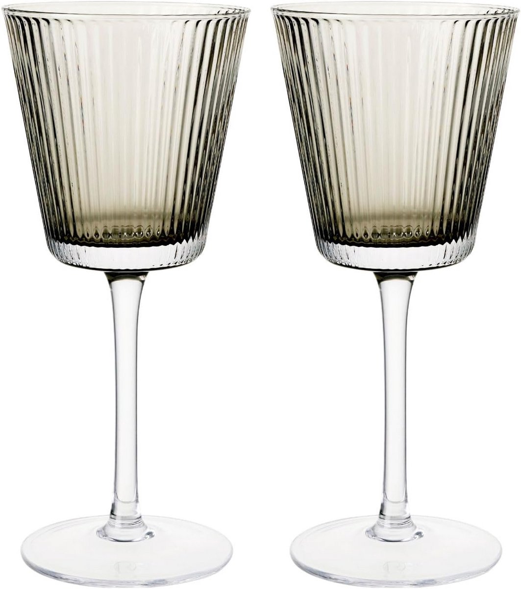 Set van 2 Wijnglazen 18 cl Rookglas Mondgeblazen Glas Uniek Design