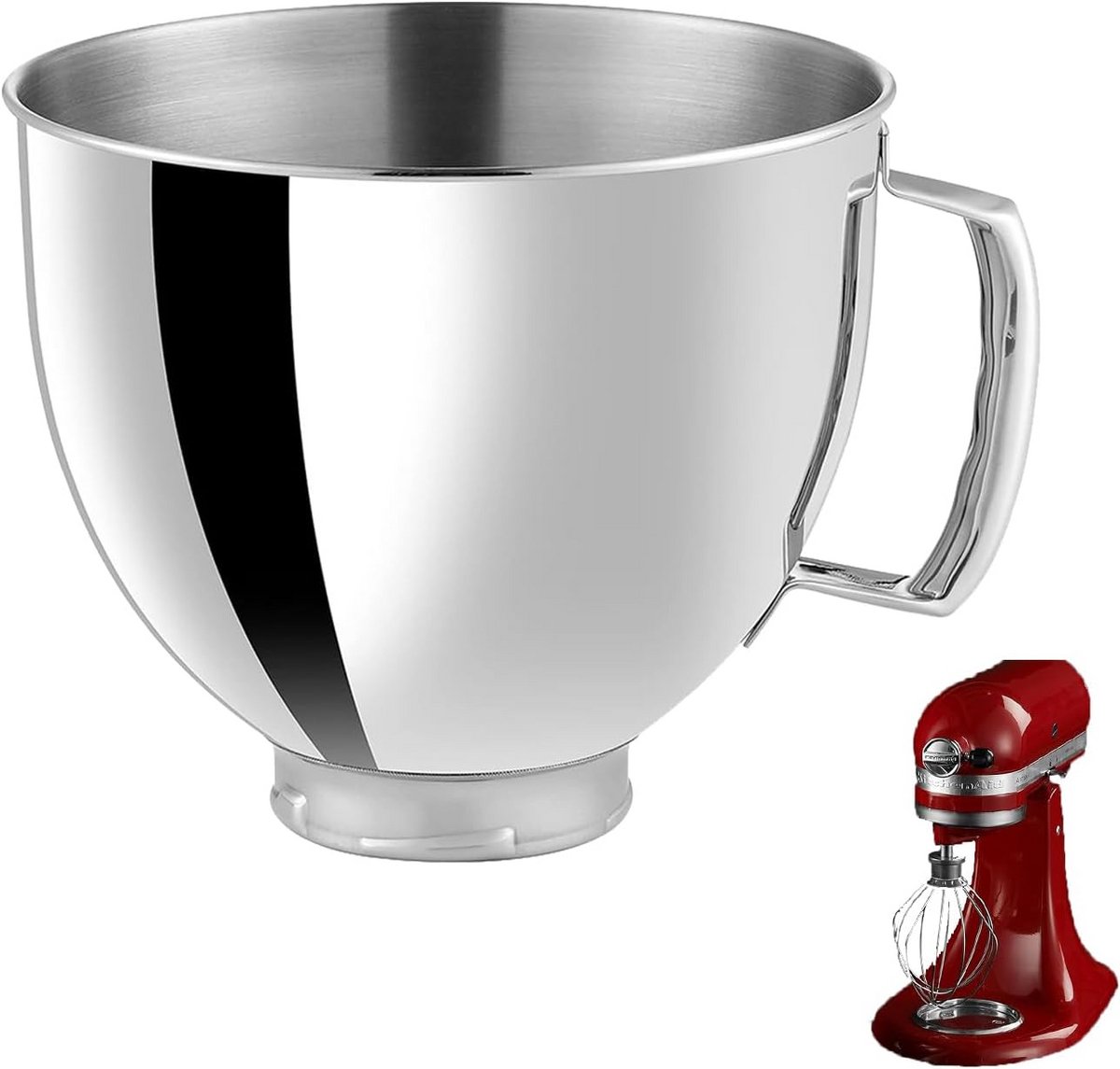 Roestvrijstalen Mengkom met Handvat voor 4.5/5QT Keukenmixer