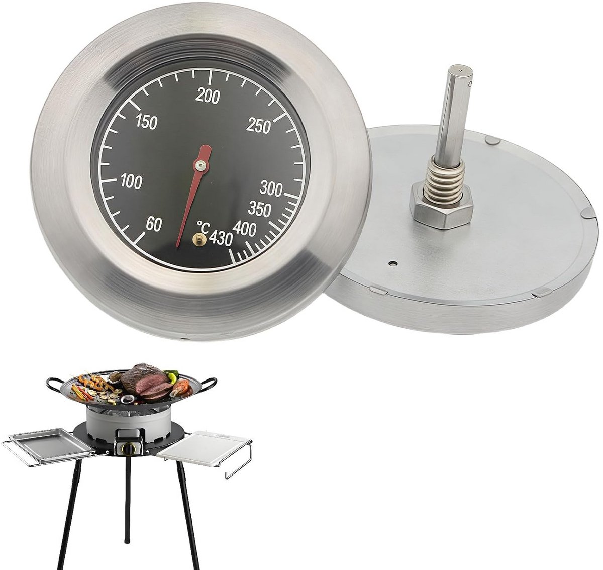 Roestvrijstalen Grillthermometer voor Oven en Barbecue 60-430 °C
