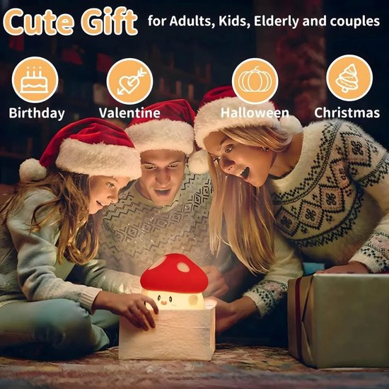 LED-nachtlampje, bedlampje, paddenstoelvormig siliconen kinderbedlampje, aanraakdimbaar, USB-opladen, gesimuleerde lamp voor peuterkamer. — afbeelding 3
