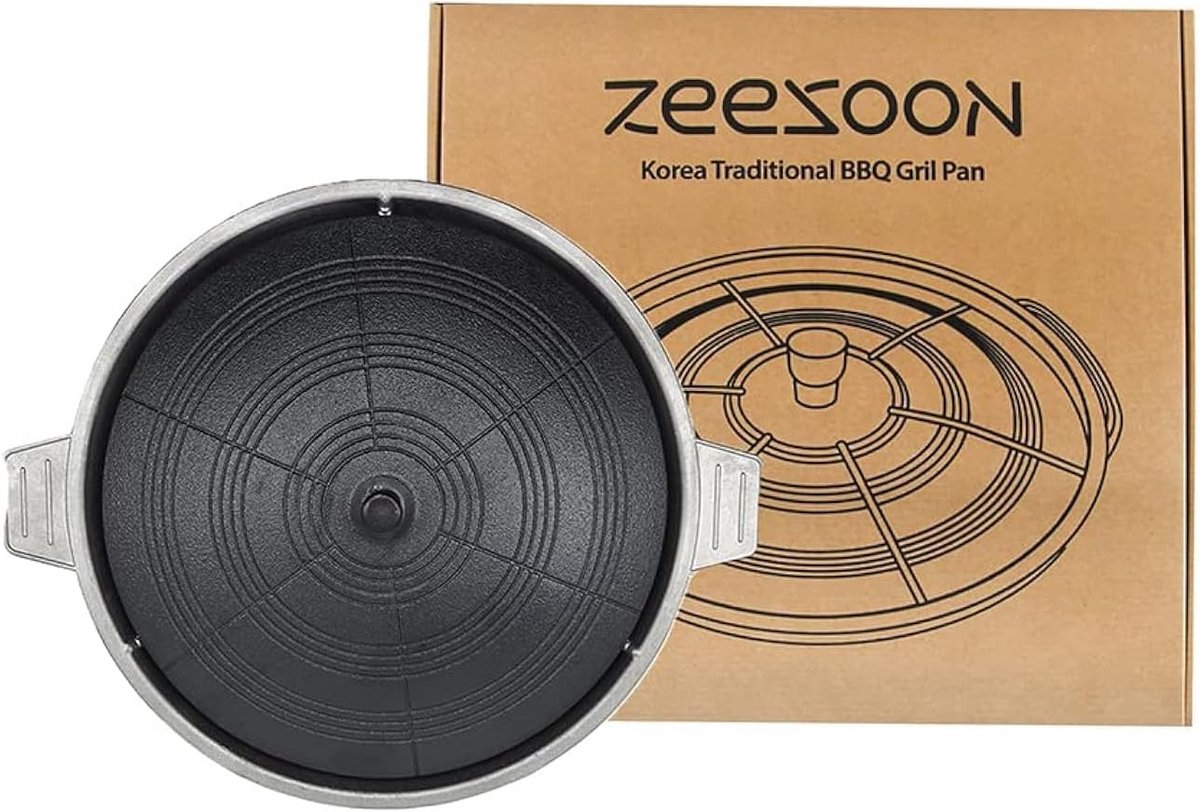 Gietijzer Grillpan met Deksel Vorm - Koreaans BBQ Pannen voor Binnen en Buiten