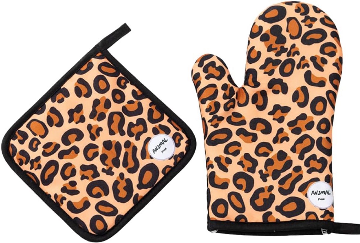 Hittebestendige Ovenwant met Luipaardprint voor Oven, Grill en Warme Pannen