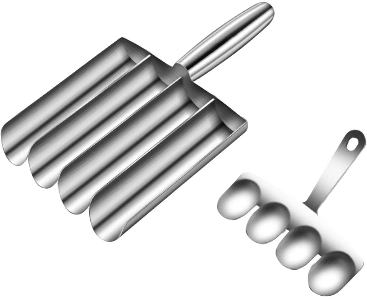 Gehaktbalmaker - Gehaktbalvorm - 4-in-1 gehaktbal maker gereedschap - Keukengerei - Handmatige - Gehaktballetjesmaker - 24*14 cm - Zilver - RVS - Keukenaccessoires - Moeiteloos 4 gehaktballetjes tegelijk