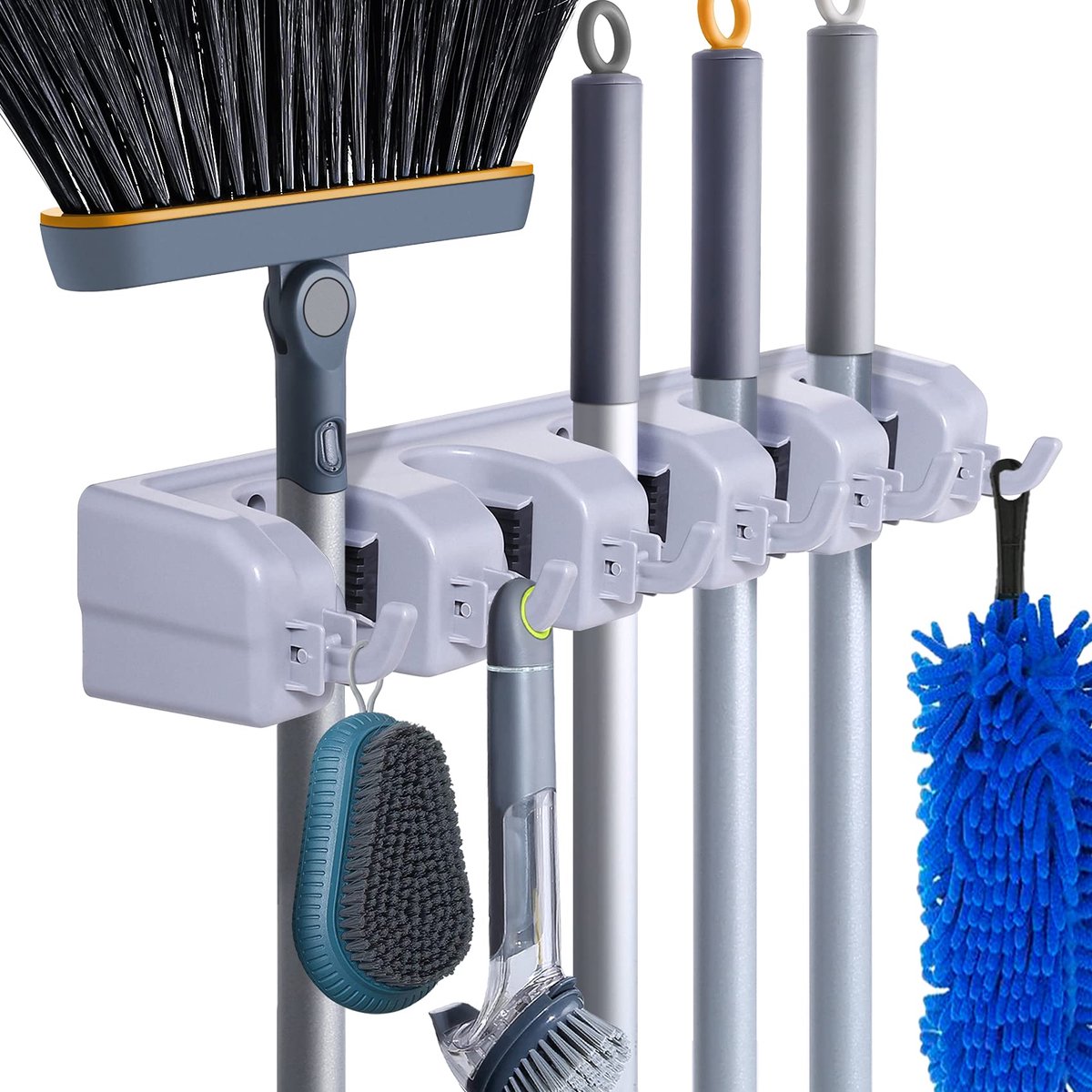 Bezemhouder - Zelfklevend - ABS - Bezem Ophangsysteem - Bezem Houder - Tuingereedschap - zwart