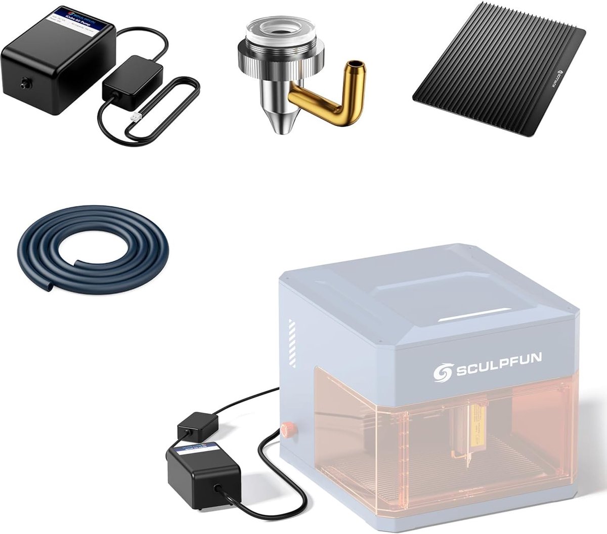 Sculpfun iCube Ultra Air Assist Kit - voor iCube Ultra Serie Laser Graveermachine - iCube Ultra Lasergraveermachine Accessoires - Hogedrukluchtpomp Kit met Uiterst Stabiele Luchtdruk Uitlaat - Accessoires voor Lasergraveerder