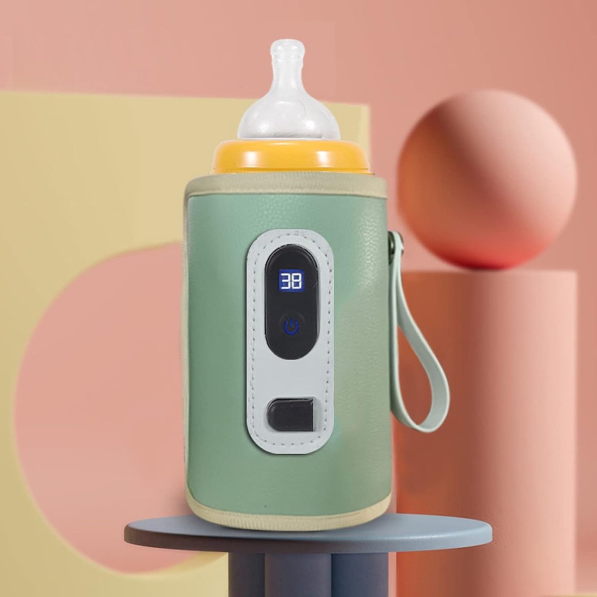 USB-babyflessenwarmer, LCD-scherm, nauwkeurige temperatuurverwarming, melkverwarming voor thuis, buiten en in de auto (groente)