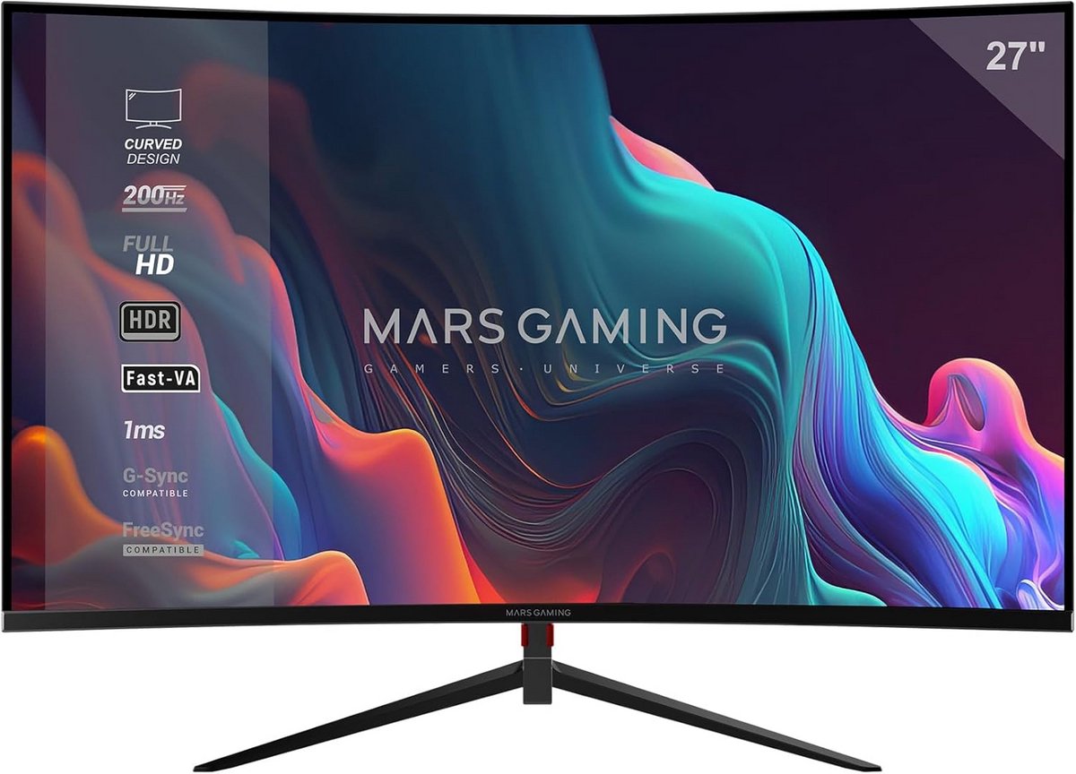 Gebogen 27 inch Full HD Gaming Monitor 200Hz 1ms Randloos met FreeSync en G-Sync