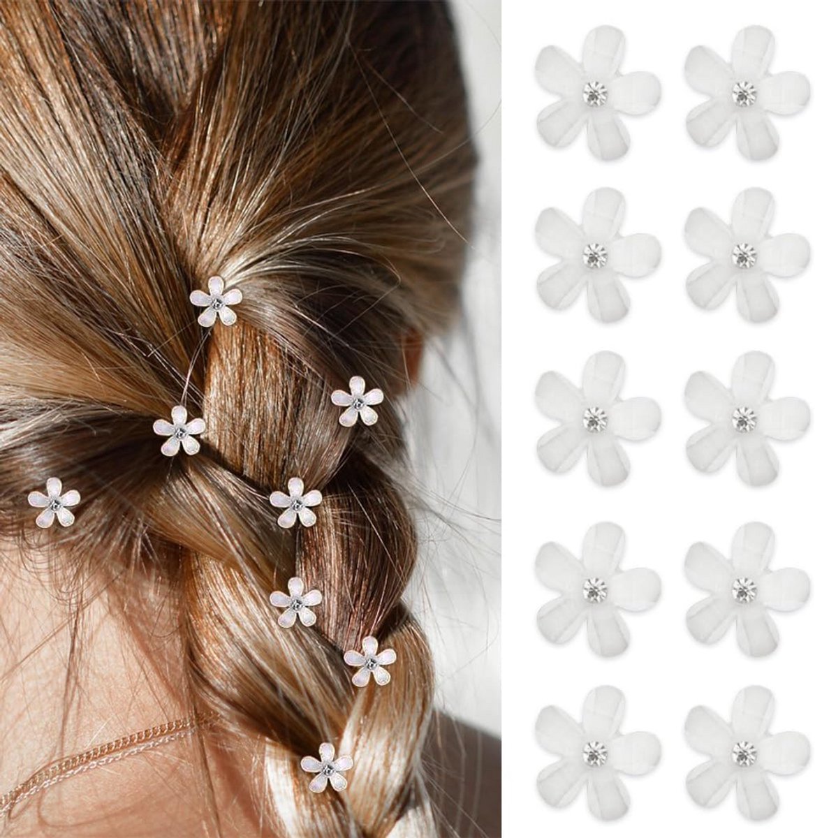 10 stuks Mini Haarspeldjes met Strass Bloemen voor Dames en Meisjes