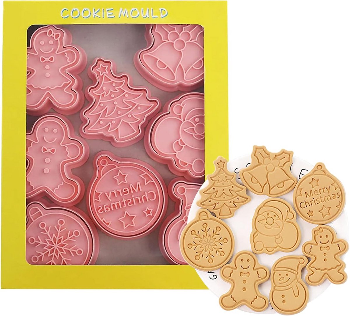 8-delige Set Kerst Uitsteekvormen voor Koekjes en Decoraties