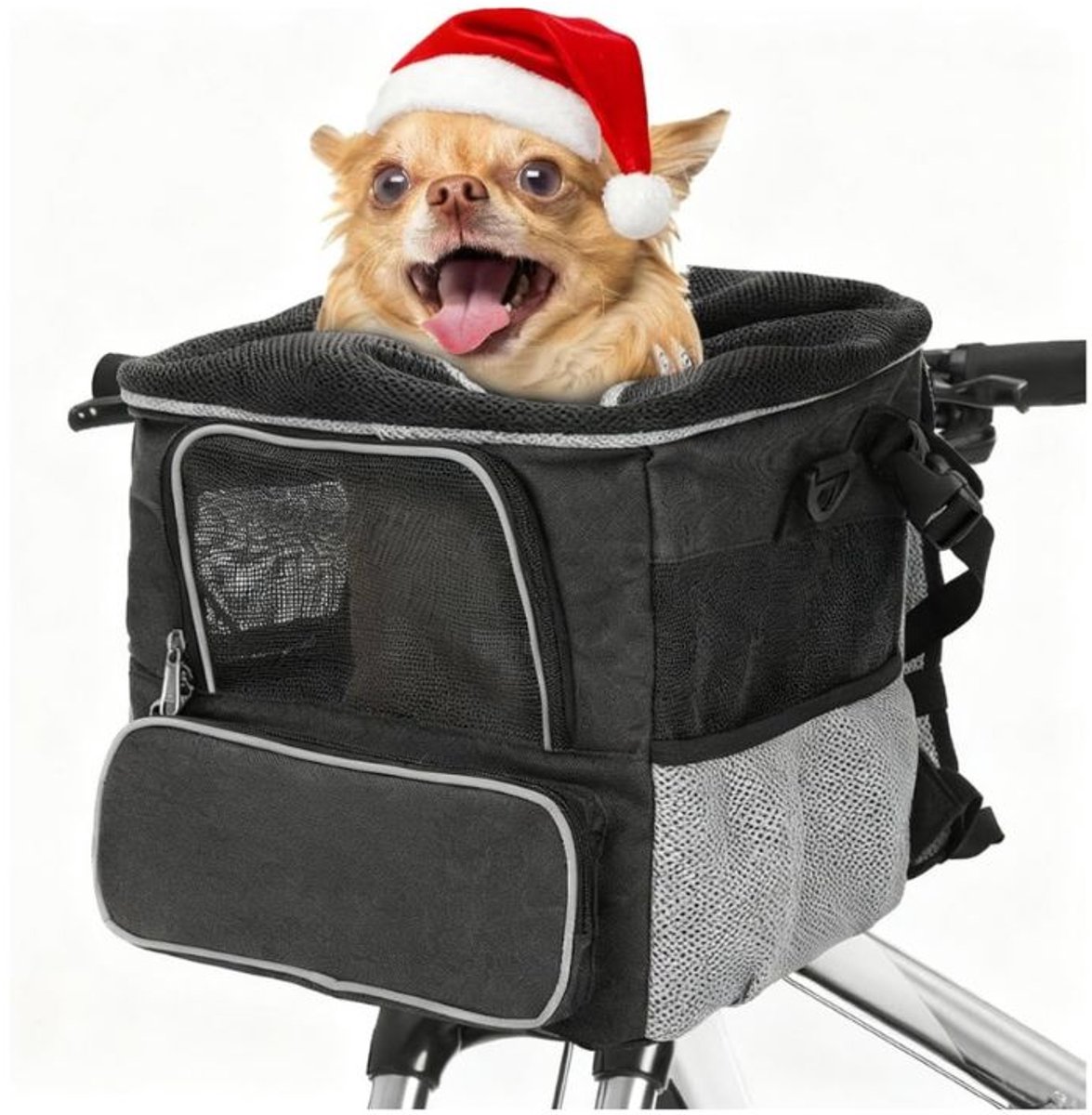 Famanu – Hondenfietsmand tot 4 kg met stuuradapter, ademend en multifunctioneel