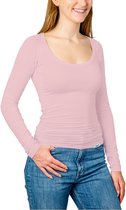 ConfidenceForAll® Dames Premium Anti Zweet Shirt met Ingenaaide Okselpads - Zijdezacht Modal en Verkoelend Katoen - Maat M Soft Pink Lange mouw