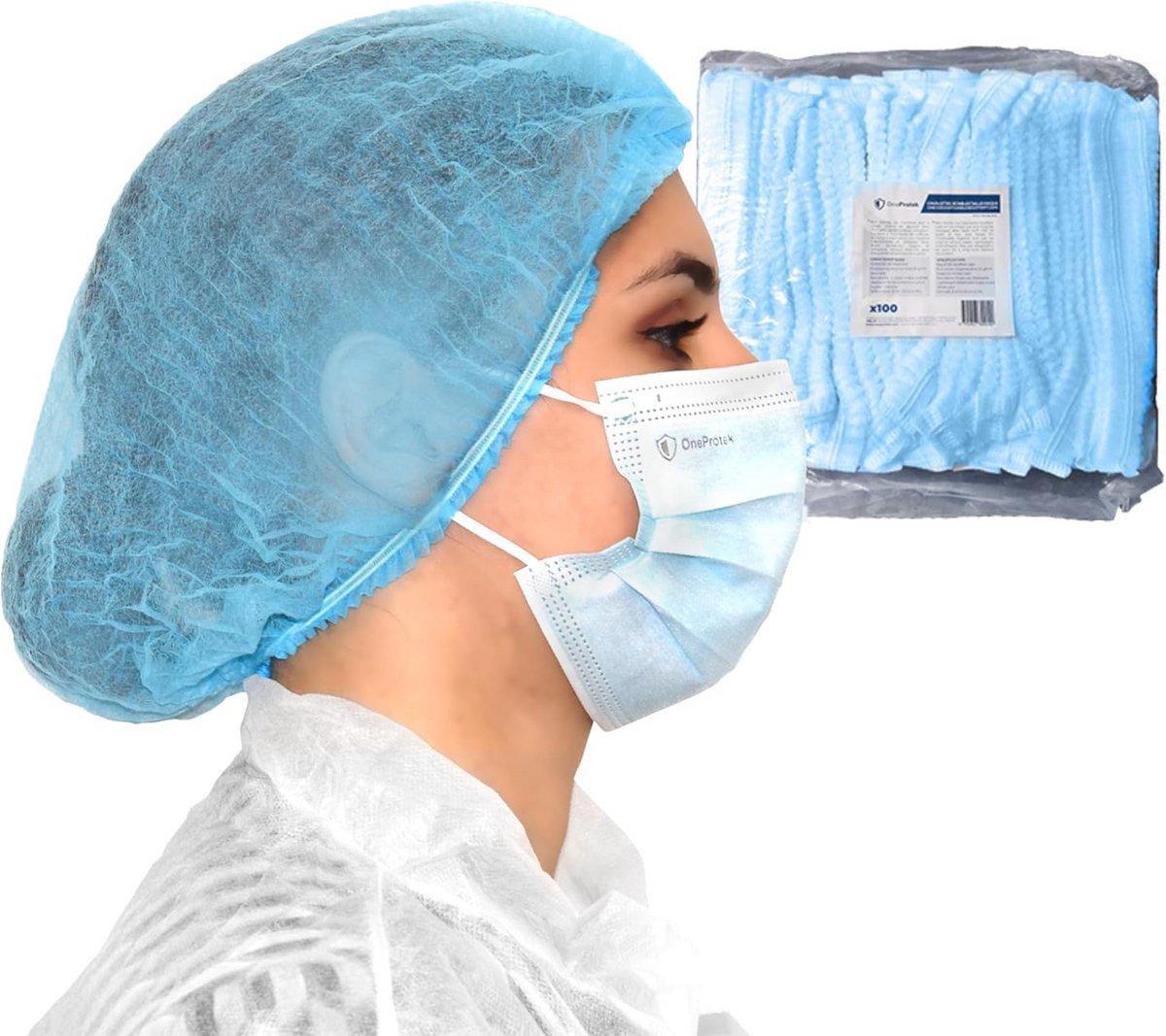 X Wegwerphaarnetjes Blauw - 100 Stuks - Ademend & Duurzaam voor Hygiëne
