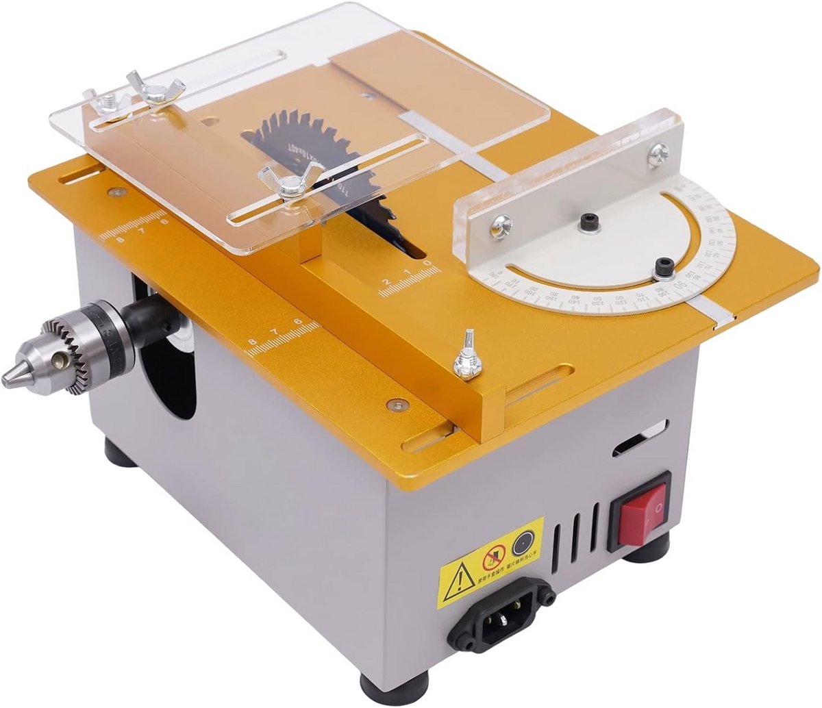 Mini Tafelzaag 300W - Compacte Cirkelzaag voor Hout, Acryl & Metaal - Instelbaar 0-90 Graden