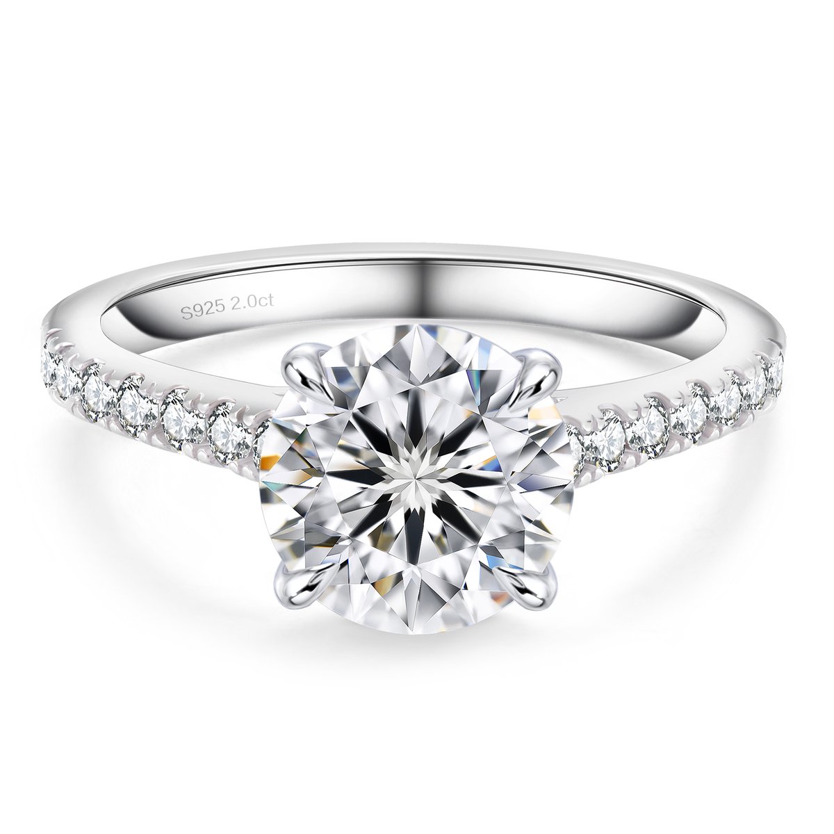 Titanix ring Dames – 1 Karaat Moissanite met GRA-Certificaat (Diamant Alternatief) - 925 Sterling Zilver – Witgoud Verguld – Luxe Ring - 17.25 mm / maat 54