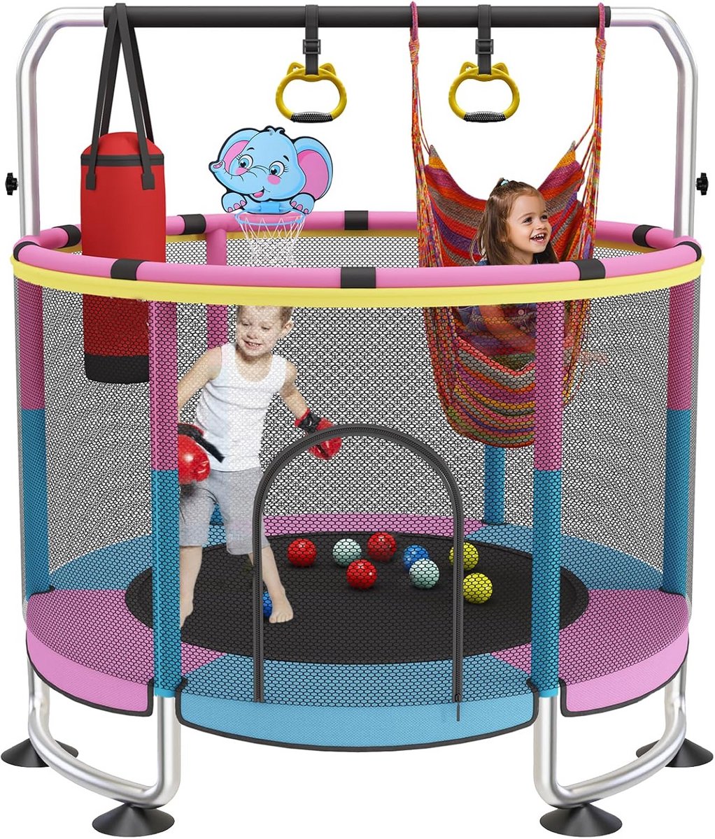 Veilige Trampoline voor Kinderen Binnen en Buiten met Basketbalkorf