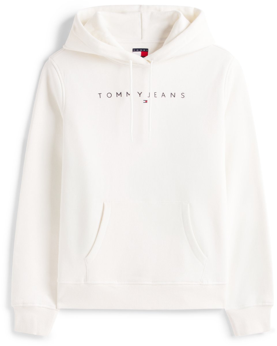 Tommy Jeans Trui Tjw Reg Linear Hoodie Dw0dw17324 Ybl Ecru Dames Wit