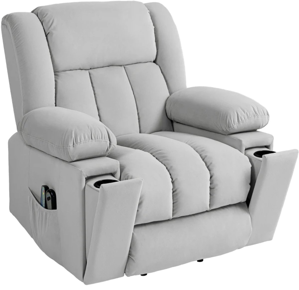ZYLARO Elektrische Massagestoel - Massagefauteuil met Liftfunctie & Verwarmingsfunctie - Sta-opstoel - 8 Vibratiekoppen - Kantelbaar tot 135° - tot 150 kg - met Afstandsbediening - Relaxfauteuil - Relaxstoel - TV stoel - Grijs Lichtgrijs