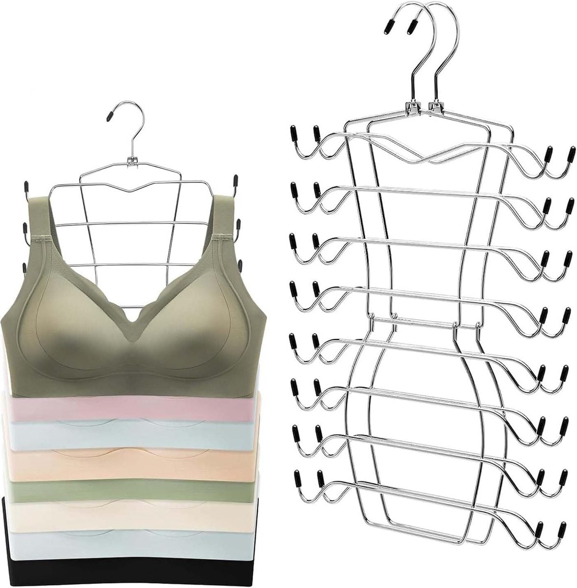 Famanu – Opvouwbare kleerhangers, set van 2, draaibaar en ruimtebesparend met hangerclips