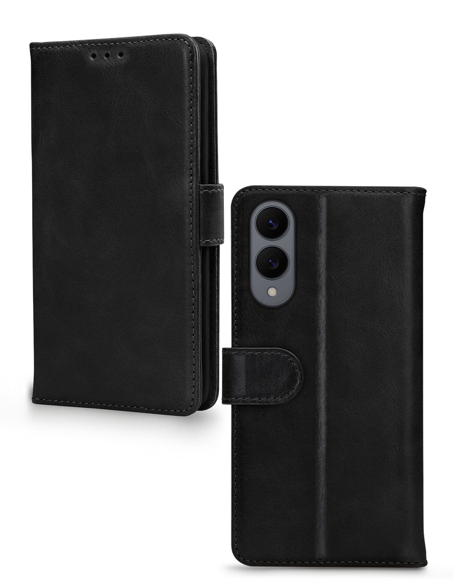 Mobilize Bookcase hoesje geschikt voor Samsung Galaxy S25 Edge - Effen Zwart - Leer
