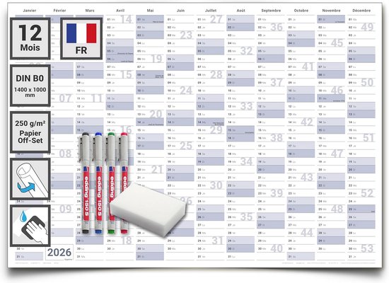 Jaarplankalender 2026 Quantore A1 84x57cm Jaarplankalender 2026 Quantore A1 84x57cm