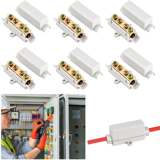 Pack of 6 Terminal Blocks - Brass Cable Connectors - Electrical Cable ...