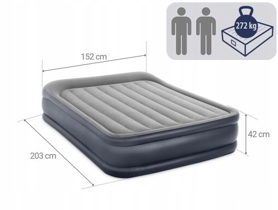 Intex Luchtbed Deluxe Kussensteun 203x152x42cm met ingebouwde Pomp van Intex — afbeelding 2
