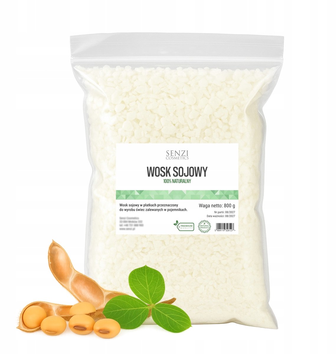 Senzi Cosmetics Sojawas voor Kaarsen - 800g Natuurlijk & Premium