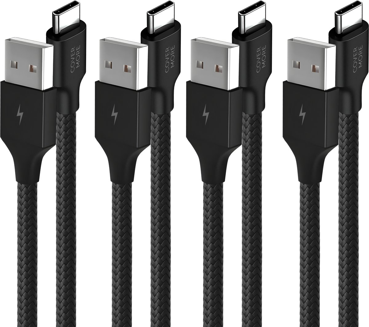 Voordeelbundel usb C kabels - Usb naar usb C - 1m - Stevig - 4 stuks - Zwart