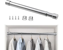 Ynkkvre - Uitschuifbare Stang - Kledingstang - Spanningsstang - Garderobestang - Vastzetstang - RVS - 47-80cm - Zwaar Belastbaar