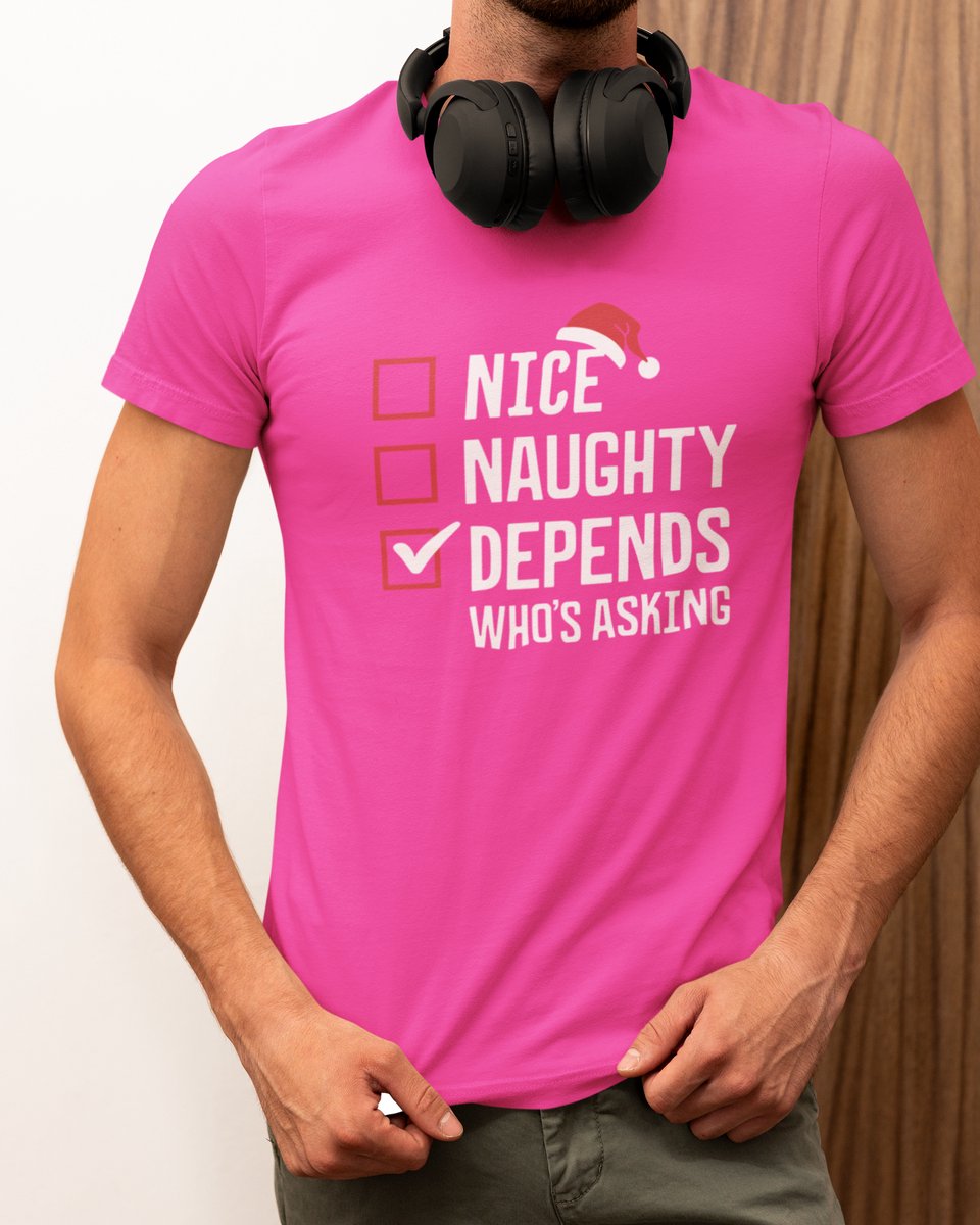 Nice Naughty Kerst - Kerst T-shirt Roze - Grappig T-shirt - Maat M - Kerst Cadeau Mannen - Limited Edition