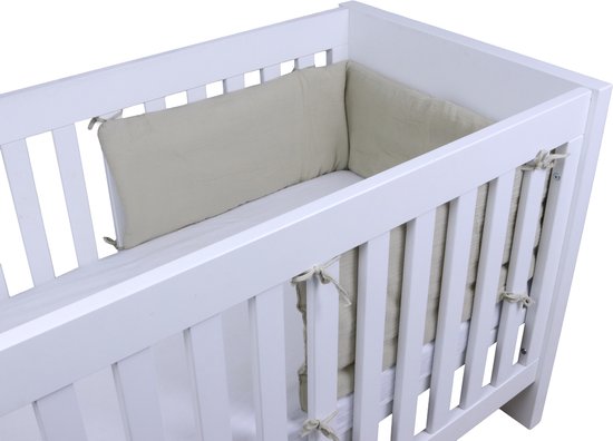 Honeybears Tour de lit Bébé – Tour de parc – Protection de tête – Tour de lit pour berceau – Tour de lit garçons/ Filles – 200 x 30 cm – Beige