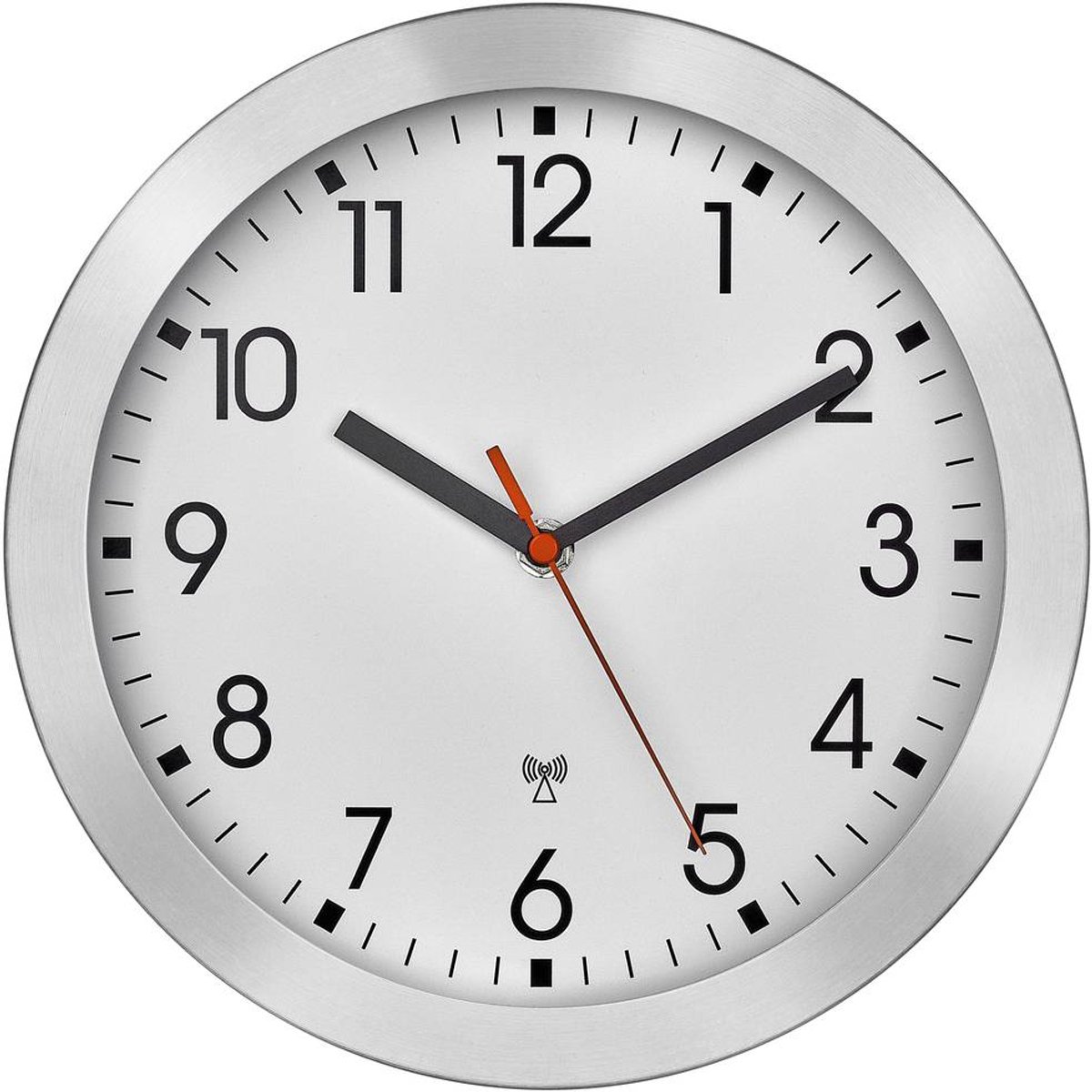 TFA Dostmann 60.3546.02 Wandklok Zendergestuurd 25 cm x 4 cm Aluminium (geborsteld)
