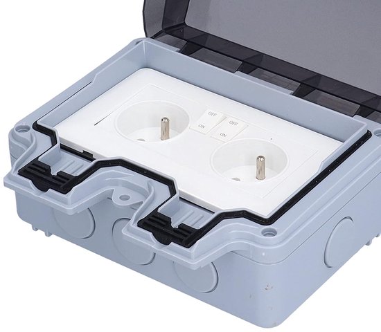 Weatherproof Inline Double Socket IP66 Waterproof Outdoor Socket - French Standard - 250V - 16A ...