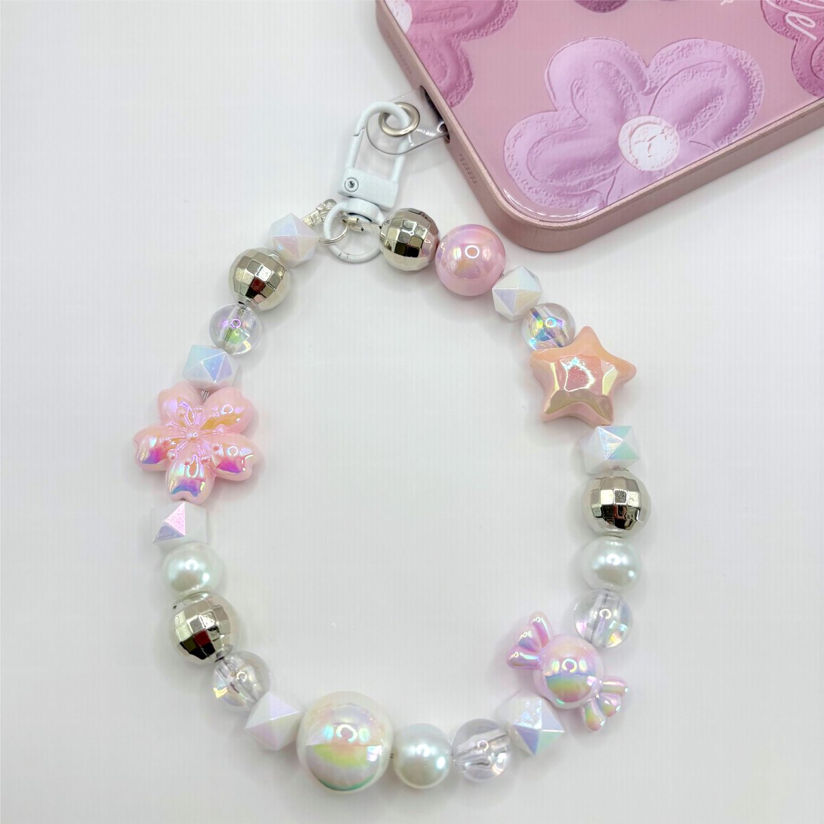 Love Beadz - Shine - handgemaakte kralen telefoonkoord - polsband - sleutelhanger