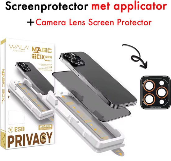 Protection d'écran Premium avec confidentialité renforcée et protection pour objectif caméra - Compatible iPhone 15 - Kit d'installation inclus - Extra 9H - Protection complète pour iPhone 15