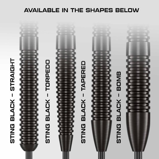 KOTO - Sting Black Torpedo - 90% Tungsten - Dartpijlen - 28 Gram - Zwart - Steeldarts van KOTO — afbeelding 5