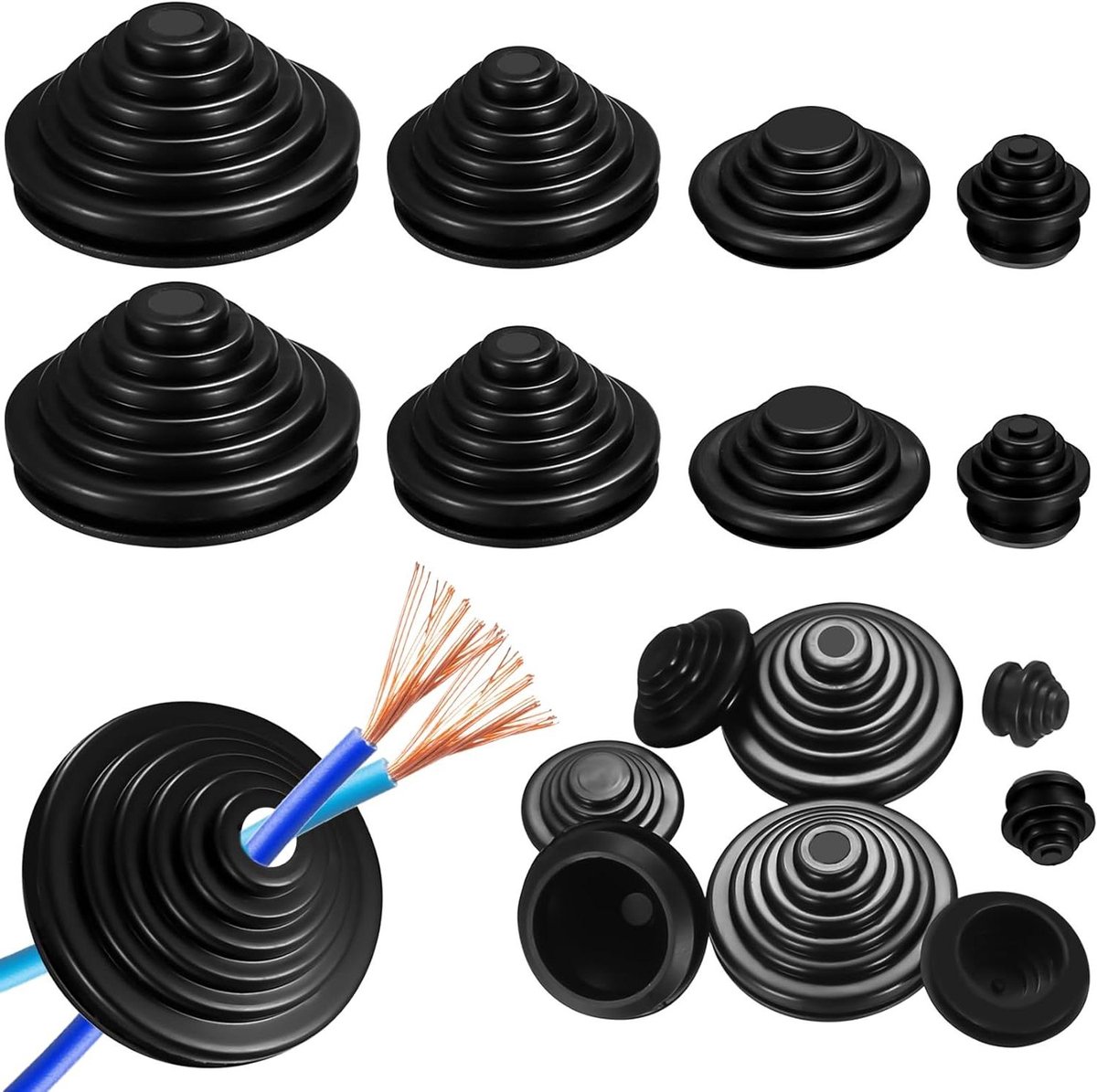 CSGoods - Rubberen kabeldoorvoer doppen, waterdichte kabelgatenset, toren plugset.